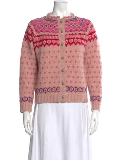 Pre-owned Frances Valentine Lambswool Printed Sweater In Pink