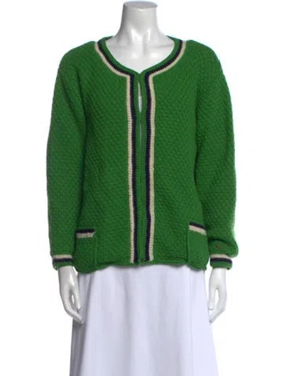 Pre-owned Frances Valentine Lambswool Scoop Neck Sweater In Green