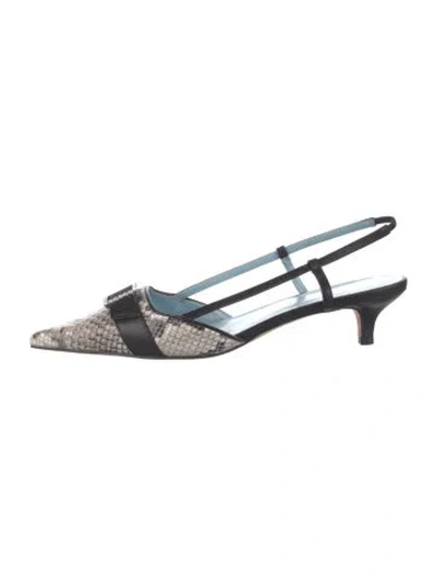 Pre-owned Frances Valentine Leather Animal Print Slingback Pumps In Multi