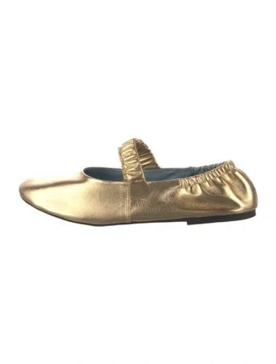 Pre-owned Frances Valentine Leather Ballet Flats In Gold/metallic