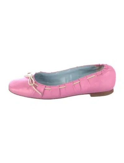 Pre-owned Frances Valentine Leather Bow Accents Ballet Flats In Pink