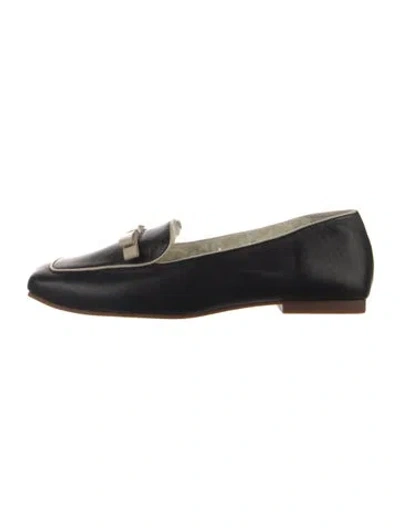 Pre-owned Frances Valentine Leather Bow Accents Loafers In Black