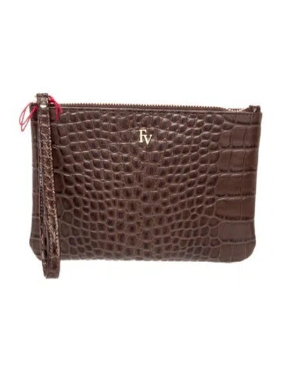 Pre-owned Frances Valentine Leather Clutch W/ Tags In Brown