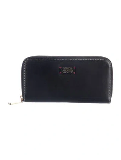 Pre-owned Frances Valentine Leather Continental Wallet In Black