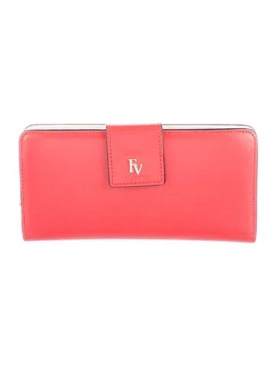 Pre-owned Frances Valentine Leather Continental Wallet In Red