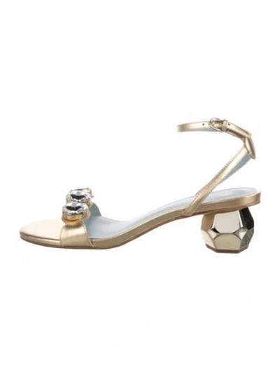 Pre-owned Frances Valentine Leather Crystal Embellishments Sandals W/ Tags