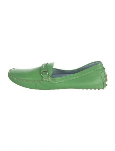 Pre-owned Frances Valentine Leather Loafers In Green