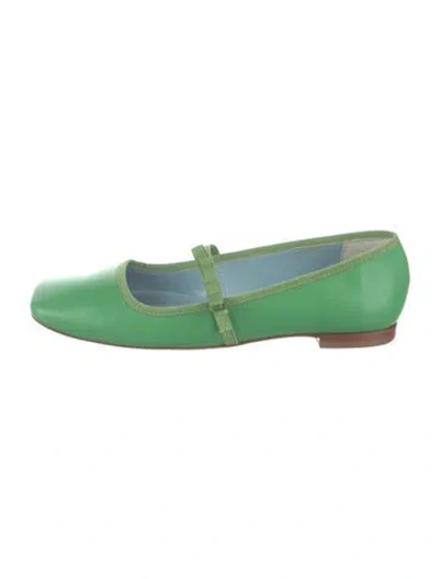 Pre-owned Frances Valentine Leather Mary Jane Flats In Green