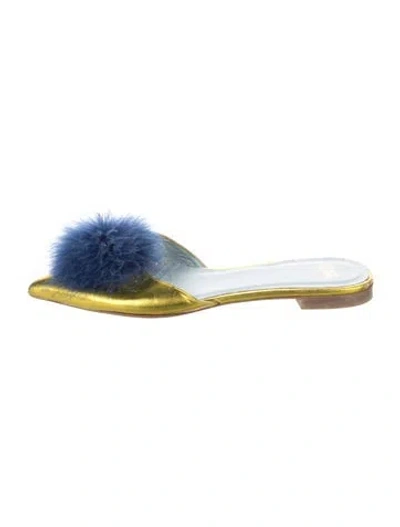 Pre-owned Frances Valentine Leather Mules In Blue
