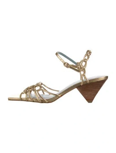 Pre-owned Frances Valentine Leather Sandals In Gold