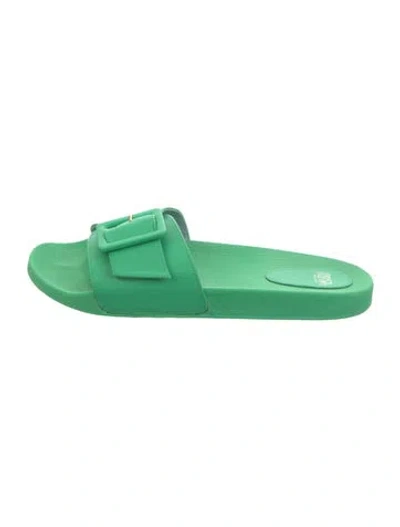Pre-owned Frances Valentine Leather Slides In Green