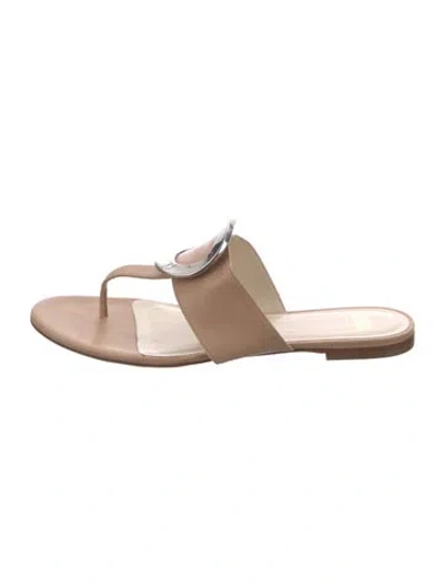 Pre-owned Frances Valentine Leather Slides In Neutral