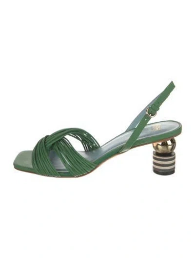 Pre-owned Frances Valentine Leather Slingback Pumps In Green