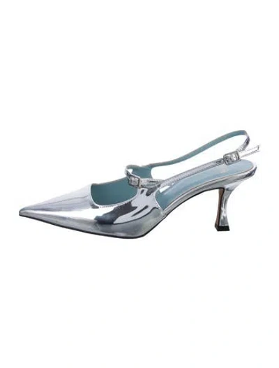Pre-owned Frances Valentine Leather Slingback Pumps In Silver