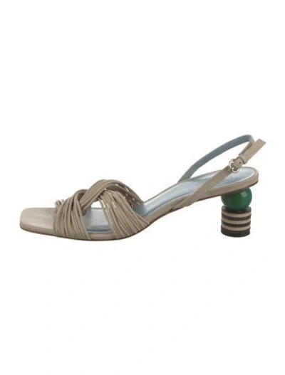 Pre-owned Frances Valentine Leather Slingback Sandals In Neutral