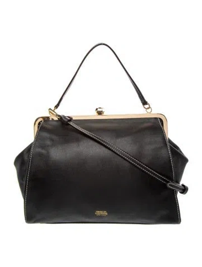 Pre-owned Frances Valentine Leather Top Handle Bag In Black