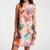 Frances Valentine Lilly Shift Dress In Botanical Bash Poly Dupion In Multi