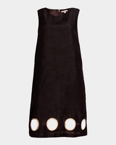 Frances Valentine Lilly Sleeveless Cutout Shift Dress In Brown