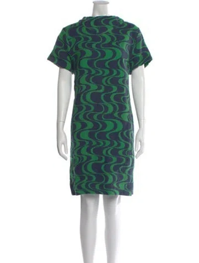 Pre-owned Frances Valentine Linen Knee-length Dress In Blue