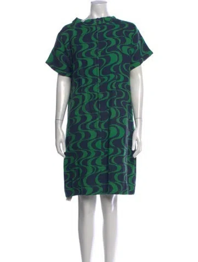 Pre-owned Frances Valentine Linen Mini Dress In Blue/green