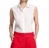 Frances Valentine Lizzie Pointed Collar Shell Blouse In White In White