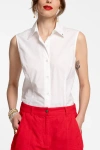 Frances Valentine Lizzie Pointed Collar Shell Blouse In White In White