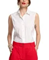 Frances Valentine Lizzie Pointed Collar Shell Blouse In White In White