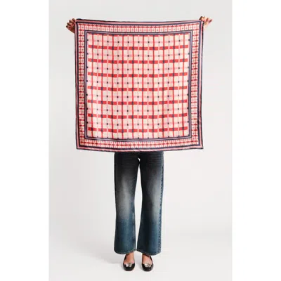 Frances Valentine Lollipop Lattice Silk Square Scarf In Red