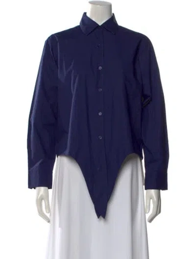 Pre-owned Frances Valentine Long Sleeve Blouse In Blue