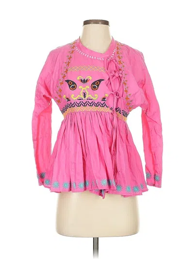 Pre-owned Frances Valentine Long Sleeve Blouse In Pink