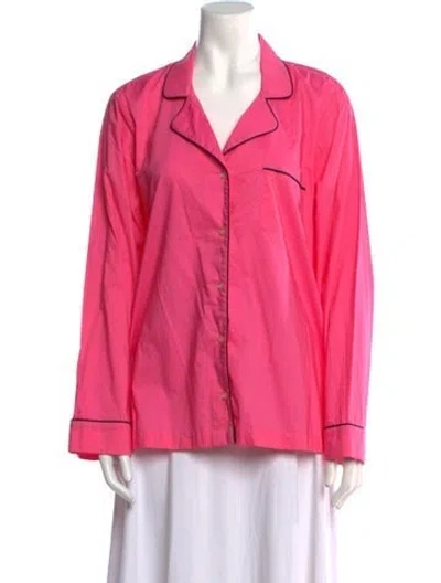 Pre-owned Frances Valentine Long Sleeve Button-up Top In Pink