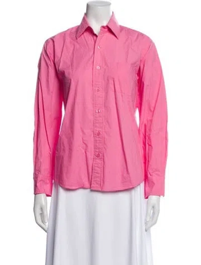 Pre-owned Frances Valentine Long Sleeve Button-up Top In Pink