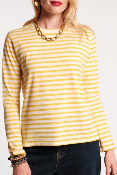 Frances Valentine Long Sleeve Stripe Tee Stripe In Yellow