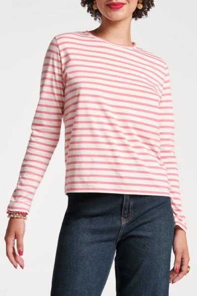 Frances Valentine Long Sleeve Striped Tee Shirt In Multi