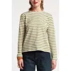 Frances Valentine Striped Pima Cotton Crewneck Top In Oyster/green