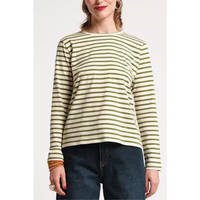FRANCES VALENTINE FRANCES VALENTINE LONG SLEEVE STRIPED TEE SHIRT STRIPE 100% PIMA COTTON