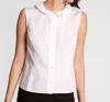 Frances Valentine Louise Collar Cotton Shell In White In White