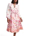 Frances Valentine Lucille Pocket Full Of Posies Poly Dupion Wrap Dress In Oyster Pink
