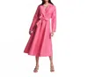 Frances Valentine Lucille Solid Poly Dupion Wrap Dress In Pink In Pink