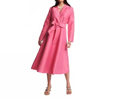 Frances Valentine Lucille Solid Poly Dupion Wrap Dress In Pink