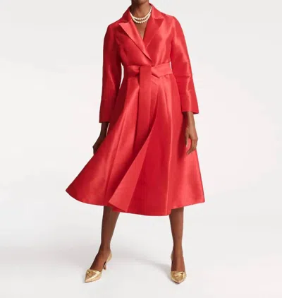 Frances Valentine Lucille Wrap Dress In Dupioni Red