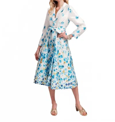 FRANCES VALENTINE LUCILLE WRAP DRESS IN POCKET FULL OF POSIES BLUE