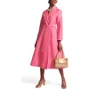 Frances Valentine Lucille Solid Poly Dupion Wrap Dress In Pink In Pink
