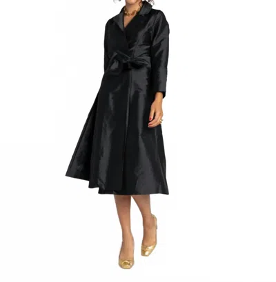 Frances Valentine Lucille Wrap Midi Dress In Black