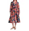 Frances Valentine Lucille Wrap Midi Dress In Paradise Poppy In Multi