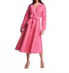 Frances Valentine Lucille Solid Poly Dupion Wrap Dress In Pink In Pink