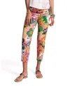 Frances Valentine Lucy Cotton Stretch Pant In Botanical Bash In Pink
