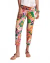 Frances Valentine Lucy Cotton Stretch Pant In Botanical Bash In Pink