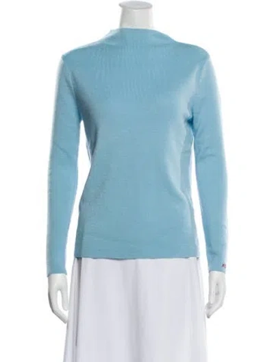 Pre-owned Frances Valentine Merino Wool Bateau Neckline Sweater In Blue