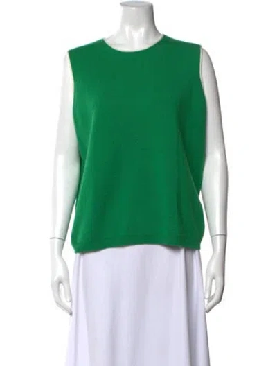 Pre-owned Frances Valentine Merino Wool Crew Neck Sweater In Green